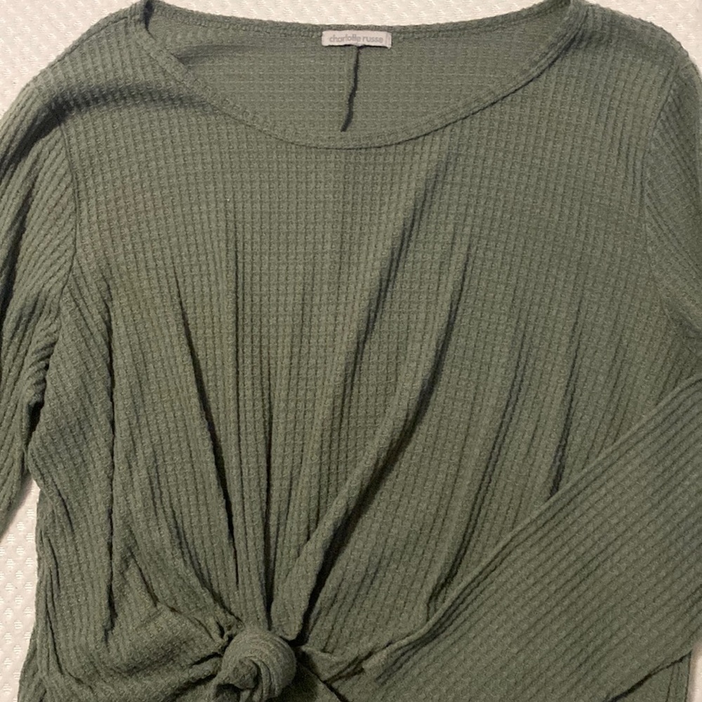 Charlotte Russe long sleep waffle texture top